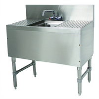 Advance Tabco Prestige 1-Compartment Underbar Sink Unit with Dual Drainboards and 6-Inch Swing-Spout Faucet, 36W x 20D x 36H