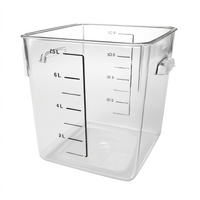Space Saving 8 Quart Square Clear Polycarbonate Food Storage Container