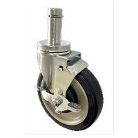 Universal Swivel Snap-In Stem Caster Set for Wire Shelving, 5-Inch Polyurethane Wheels, 4-Pack