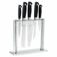Mercer Culinary Genesis 6-Piece Forged Knife Block Set with Tempered Glass Block
