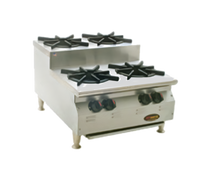 RedHots Chef's Line 24-Inch Step-Up Countertop Gas Hot Plate, 4 Burners, Natural Gas