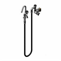 T&S Brass Wall-Mount Single-Control Pot and Kettle Filler Faucet with 68-Inch Flexible Hose and Hook Nozzle