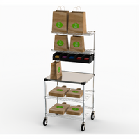 Metro Chain Reaction Mobile Order Staging Cart with Stainless Steel Worktable, 30 x 24 Inches