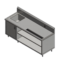 John Boos Stainless Steel Beverage Table Cabinet Base with Open Front, Sink, and Urn Trough, 84 x 30 Inches
