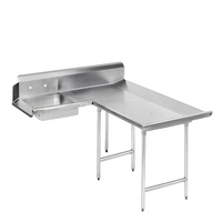 Corner L-Shaped Right-Hand Dishlanding Soil Dishtable with Pre-Rinse Sink, 119-Inch, 14-Gauge 304 Stainless Steel