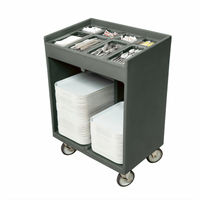 Cambro Tray & Silverware Cart with Pans and Vinyl Cover, Granite Gray, 14