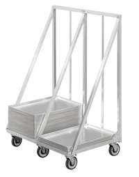 Double-Wide Heavy-Duty Aluminum Bun Pan/Dough Box Dolly, 2-Stack, 200-Pan Capacity