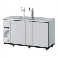 Turbo Air Super Deluxe 69-Inch Stainless Steel Underbar Beer Dispenser with Dual Beer Towers, 3 Half-Barrel Capacity
