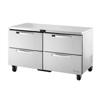 True SPEC Series 60-Inch 2-Section Four-Drawer Undercounter Refrigerator with Stainless Steel Top