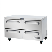 Migali Competitor Series 60-Inch Undercounter Work Top Refrigerator with 4 Drawers