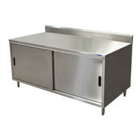 BK Resources Stainless Steel Enclosed Chef Table with Sliding Doors, 60 x 36 x 39-3/4 Inches