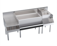 Krowne Royal Series 72-Inch Underbar Ice Bin/Cocktail Station with Recessed Drainboard, 36-Inch Ice Bin, 18-Inch Blender Station with Dump Sink, 10-Circuit Cold Plate, and 110-Lb Ice Capacity