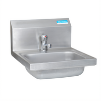 BK Resources Wall-Mount 304 Stainless Steel Hand Sink with Metering Faucet