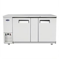 Atosa 2-Section Stainless Steel Back Bar Cooler with Self-Contained Side-Mount Refrigeration and Solid Locking Doors, 21.5 Cu. Ft.