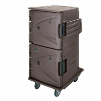Cambro Camtherm Tall Profile Electric Full-Size Sheet Pan Hot Holding Cabinet Cart, Double Door, Granite Sand