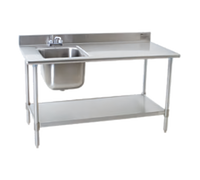 Eagle Group Deluxe 48-Inch x 30-Inch Stainless Steel Sink Table with Left Bowl and Undershelf