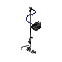 T&S Brass Open Stainless Steel Wall-Mount Retractable Hose Reel Assembly with Mixing Faucet and 12-Foot Hose