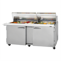 Turbo Air PRO Series 72-5/8-Inch Mega Top Sandwich/Salad Prep Table with Clear Lid, 2-Section, 30-Pan, Rear-Mounted Self-Contained Refrigeration