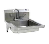 Eagle Group Wall-Mount Hand Sink with Gooseneck Faucet and Wrist Handles, 14 x 16 x 5-Inch Bowl, 304 Stainless Steel