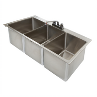 Three-Compartment Drop-In Stainless Steel Sink with 10 x 14 x 10 Inch Bowls