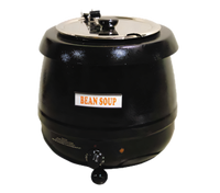 Omcan 10.6 Qt Countertop Soup Kettle with Metal Lid, 110V, Black