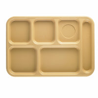Cambro Budget 6-Compartment Rectangular School Tray, 10 x 14-1/2 Inch, Tan