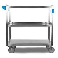 Carlisle 18/10 Stainless Steel 3-Shelf Utility Bus Cart, 35 x 21 Inches, 500 lb Capacity