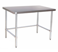 Klinger's Trading Heavy-Duty 18/430 Stainless Steel Flat Top Work Table, 96 x 30 x 36 Inches, Open Base