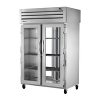 True SPEC SERIES Two-Section Pass-Thru Reach-In Refrigerator with Locking Front and Rear Glass Doors