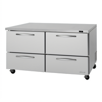 Turbo Air PRO Series Two-Section Undercounter Freezer with 4 Drawers, 17 Cu. Ft., Self-Contained Refrigeration