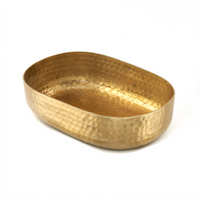 Hammered Aluminum Oval Gold Entrée Basket, 48 oz.