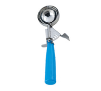 2 oz #16 Thumb Press Ice Cream Scoop with Blue Plastic Handle