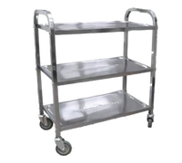 Omcan USA Stainless Steel 3-Shelf Bussing Cart with Solid Shelves