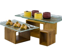 American Metalcraft Dark Bamboo Open Frame Wood Buffet Riser Set of 3