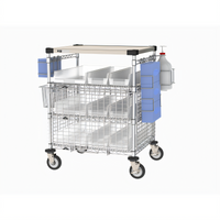Metro Chain Reaction 43-Inch Wide Mobile PPE Check-In Station with Shelves, Bin Holders, and Casters