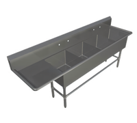 John Boos Pro-Bowl 4-Compartment Sink with Left Drainboard, 16-Gauge Stainless Steel