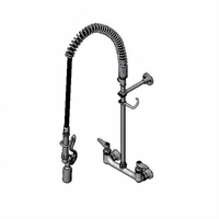 T&S Brass EasyInstall 8-Inch Wall Mount Pre-Rinse Unit with 18-Inch Riser and 0.65 GPM Spray Valve