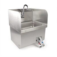 John Boos Pro-Bowl Wall-Mounted Stainless Steel Hand Sink with Apron, 14 x 10 x 5 Bowl, Faucet Included