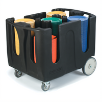 Optimizer Adjustable Dish Dolly with 4 Dividers, Black