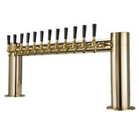 Metropolis H 12-Faucet Countertop Glycol-Cooled Draft Beer Tower, PVD Brass Finish
