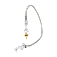 Push Button Pre-Rinse Spray Valve Assembly with 36-Inch Stainless Steel Hose, Vacuum Breaker, and Swivel Deck Flange