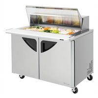 Turbo Air Super Deluxe 48-Inch Two-Section Sandwich/Salad Mega Top Prep Table with Clear Lid and 18-Pan Opening