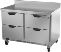 Beverage-Air 48-Inch Two-Section Worktop Drawer Freezer, 4 Drawers, Foamed-In-Place Backsplash