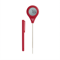 Taylor Precision Digital Waterproof Meat Thermometer with 360° Rotating Display, Red