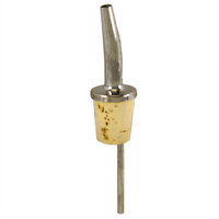 Spill-Stop Chrome-Plated Tapered Liquor Pourer with Natural Cork, Controlled Medium Speed
