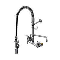 T&S Brass EasyInstall Wall-Mount Pre-Rinse Unit with Add-On Faucet, 14-Inch Swing Nozzle, and 8-Inch Centers