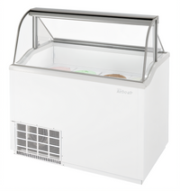 Turbo Air 47-Inch Curved Glass Ice Cream Dipping Cabinet with 8-Tub Display and 4-Tub Storage, White Exterior