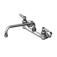 T&S Brass Double Wall Mount Pantry Faucet with 12-Inch Swing Nozzle, 8-Inch Centers