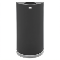 Rubbermaid Commercial 12-Gallon Half-Round Open-Top Bathroom Trash Can, Black