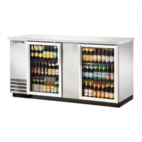 True Two-Section Back Bar Cooler with Glass Doors, 69-1/8 Inches Wide, Left-Side Condensing Unit